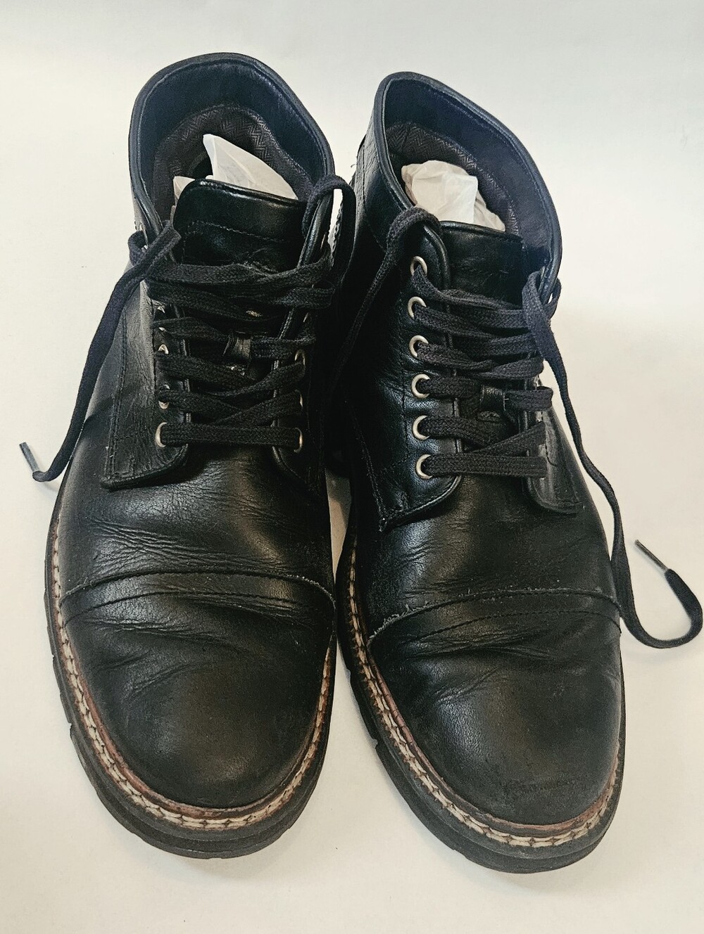 Timberland Black Leather Lace Up Combat Boots Men's Size 8.5